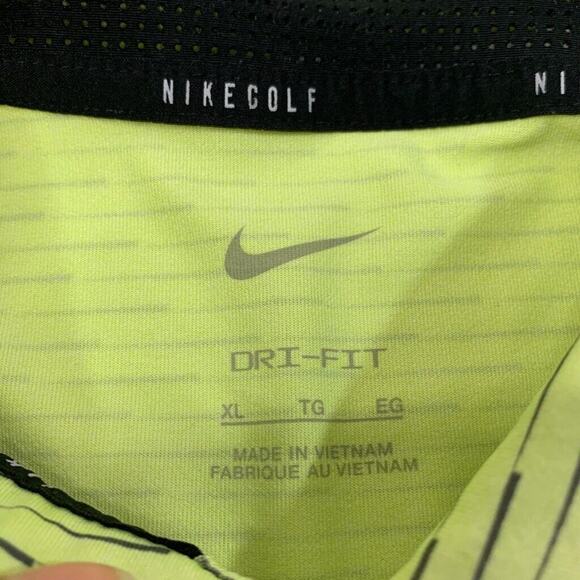 Nike Polo Shirt Mens XL Extra Large Summer Pear Green Grey Dri Fit Vapor Stripe - Picture 3 of 9
